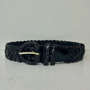 Talbots Black Leather Braided Belt Size Medium